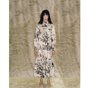 JOHN French Scenic Printed Dress / Cream White　