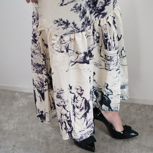 JOHN French Scenic Printed Dress / Cream White　