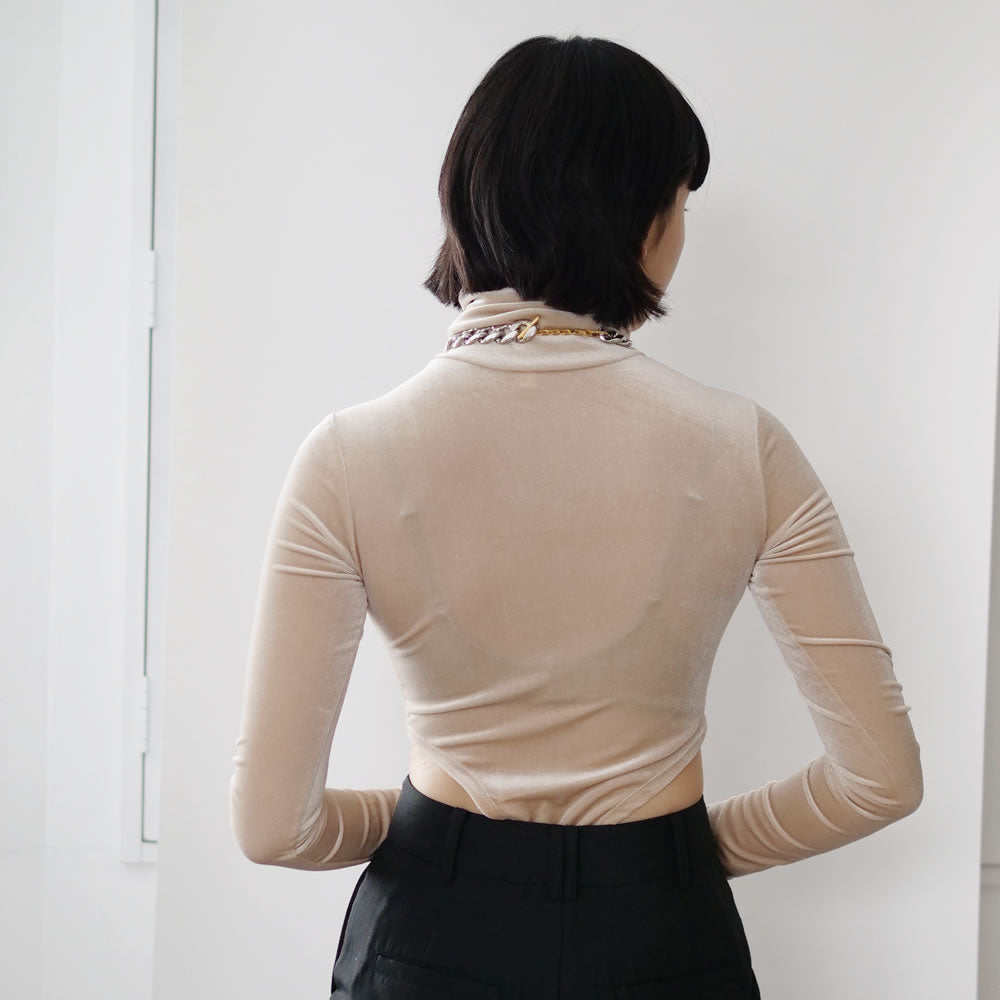 [SALE]MADROMY　VELOR DEEP CUT BODY SUIT