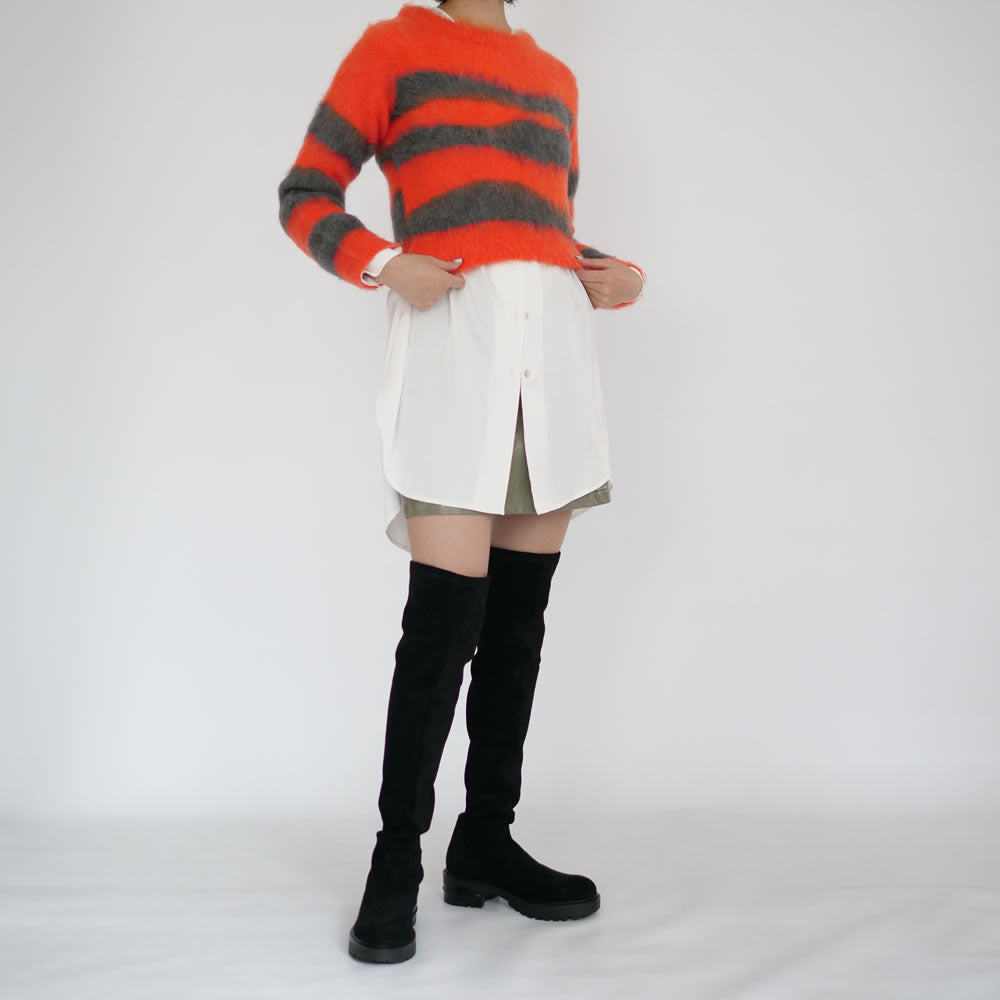 [Name.] WAVE STRIPED MOHAIR KNIT SWEATER(ORANGE×CHARCOAL)