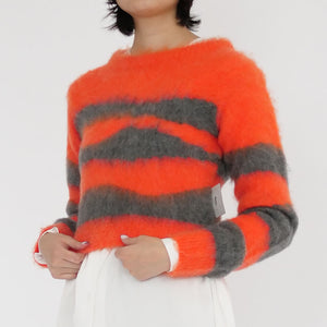 [Name.] WAVE STRIPED MOHAIR KNIT SWEATER(ORANGE×CHARCOAL)