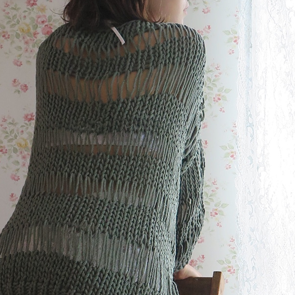 MAIAMI : DROPSTITCH OVERSIZED SWEATER(OLIVE)