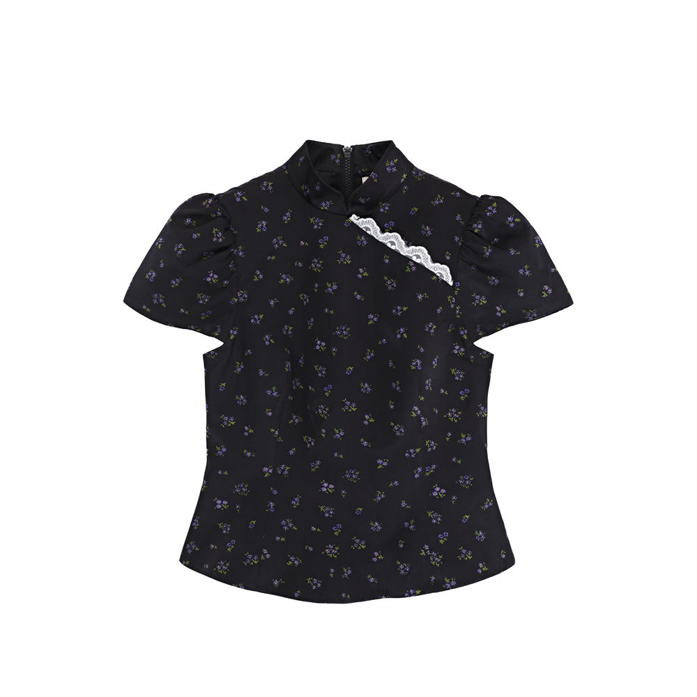 [SALE]SHUSHU/TONG  mandarin collar top / PRINTING
