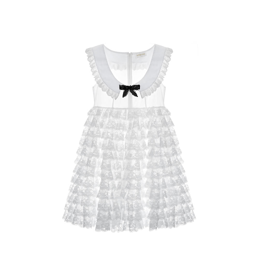 [SALE]SHUSHU/TONG  ruffled lace short dress / WHITE
