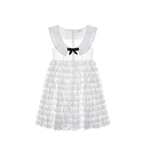 SHUSHU/TONG  ruffled lace short dress / WHITE