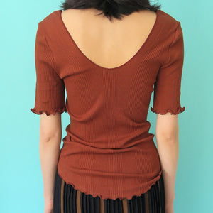 HAKUJI random rib H/S pullover(BROWN)