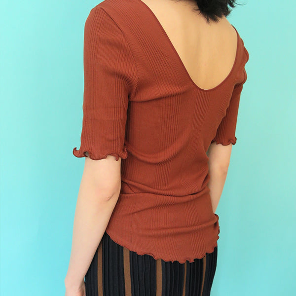 HAKUJI random rib H/S pullover(BROWN)