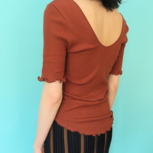 HAKUJI random rib H/S pullover(BROWN)
