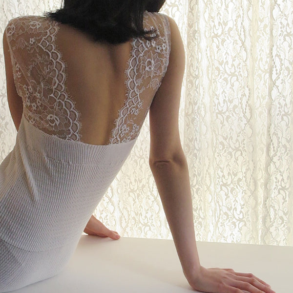 [SALE][babaco] dress with leavers lace (WHITE)