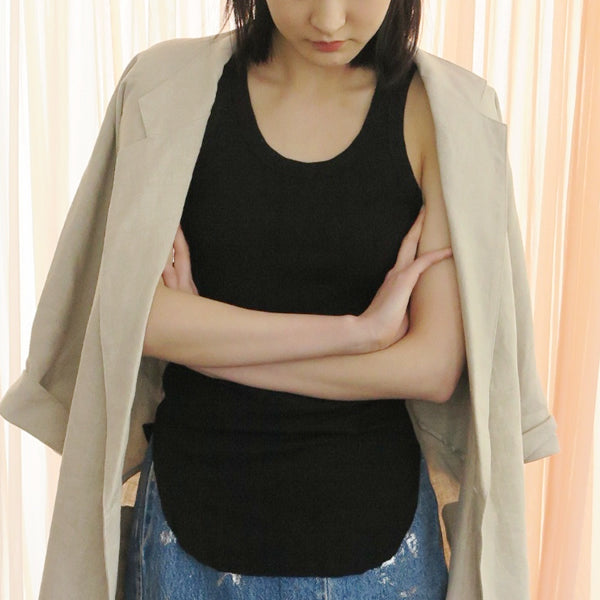 [SALE][MADROMY]rib tank top(BLACK)