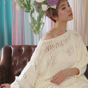 MAIAMI : DROPSTITCH OVERSIZED SWEATER(CREME)
