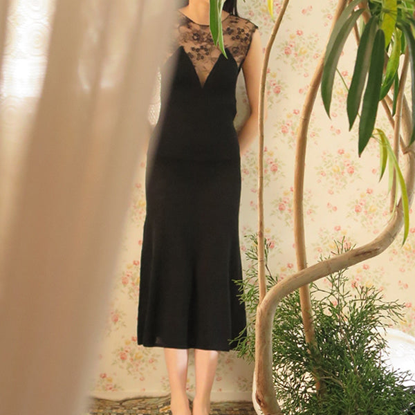 [SALE][babaco] dress with leavers lace (BLACK)