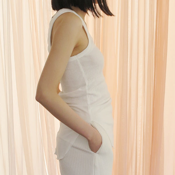 [MADROMY]rib tank top(WHITE)