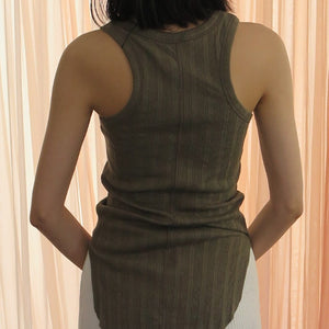 [MADROMY]rib tank top(KHAKI)